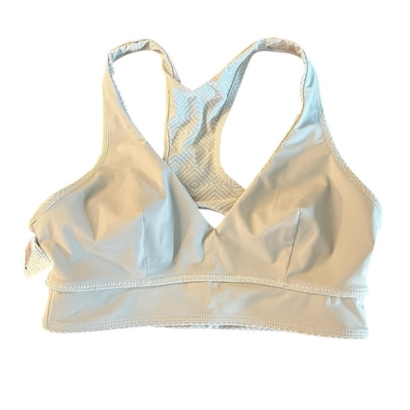 Running Bare Cream & White Sports Bra with Racerback Design Size 6-8 - Picture 3 of 8